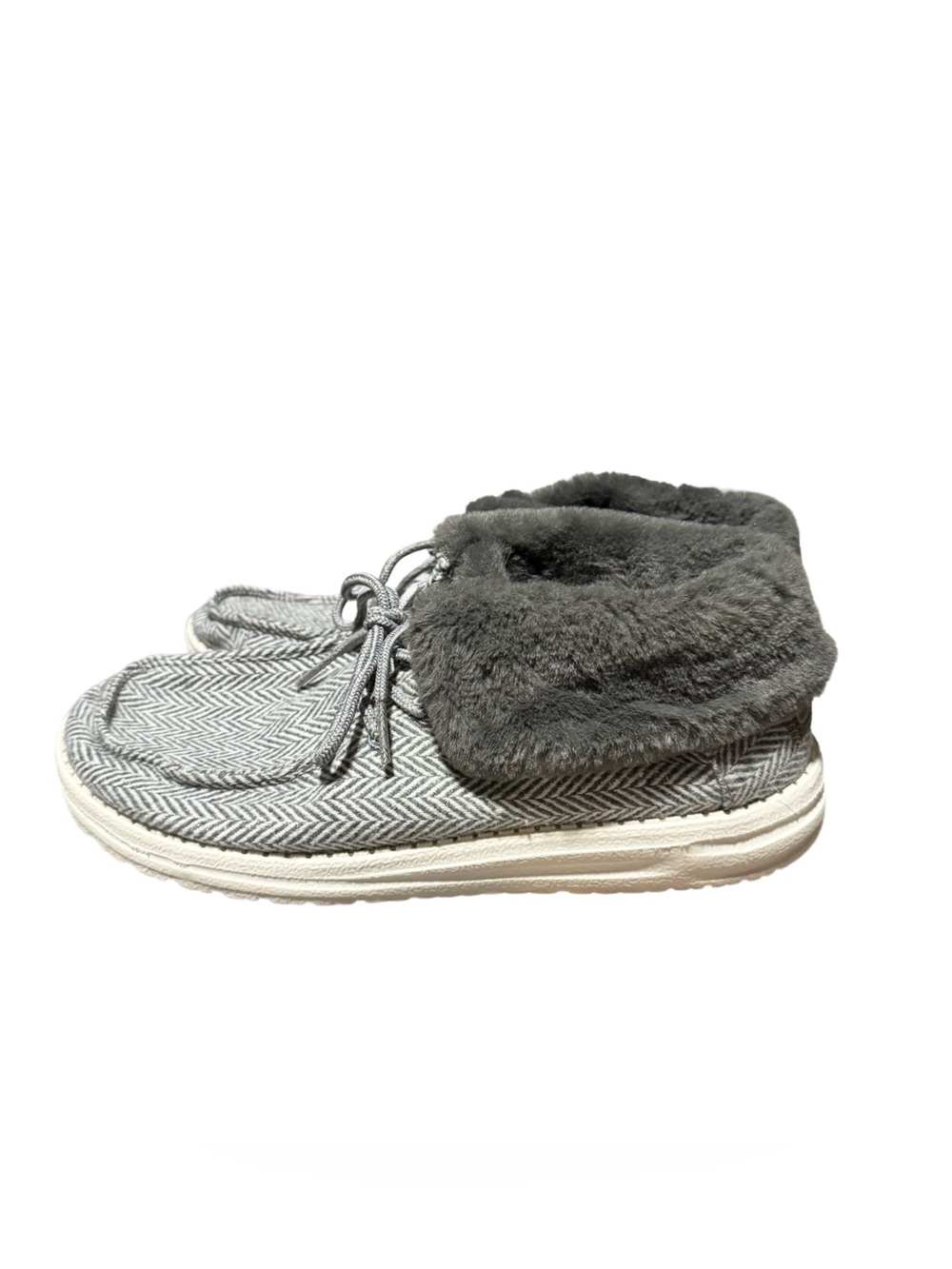Hey Dude Britt Gray Faux Fur Lined Comfort Bootie Women's US Ankle Shoes Size 8 - Picture 4 of 6